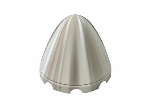 High‑precision aluminum alloy engine cowling for UAV applications, manufactured by metal spinning with a 2mm wall thickness and Ø520×H400 dimensions. Polished surface provides excellent appearance, smooth airflow performance, and reliable strength
